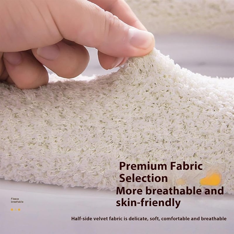 White Plush Fabric Toilet Seat Cover with Handle for Winter Comfort - Image 3